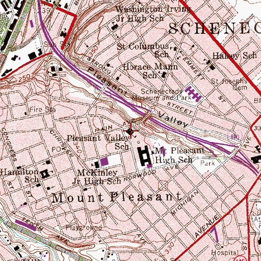 Topographic Map of Pleasant Valley Elementary School, NY