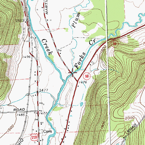Topographic Map of Plum Brook, NY