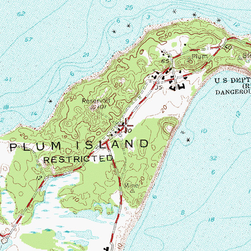 Topographic Map of Plum Island, NY