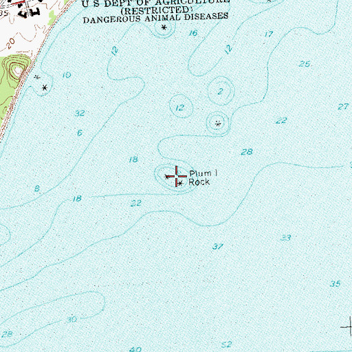 Topographic Map of Plum Island Rock, NY
