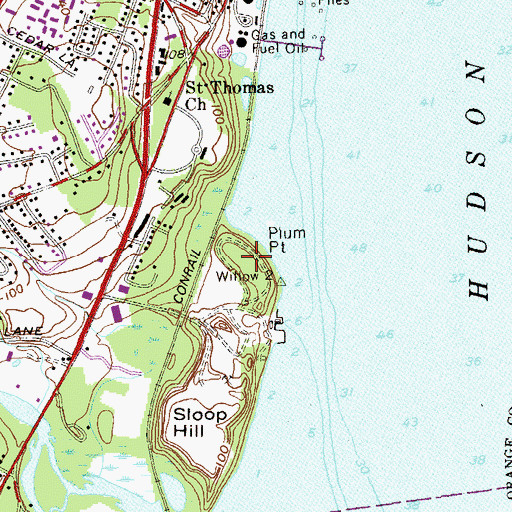 Topographic Map of Plum Point, NY