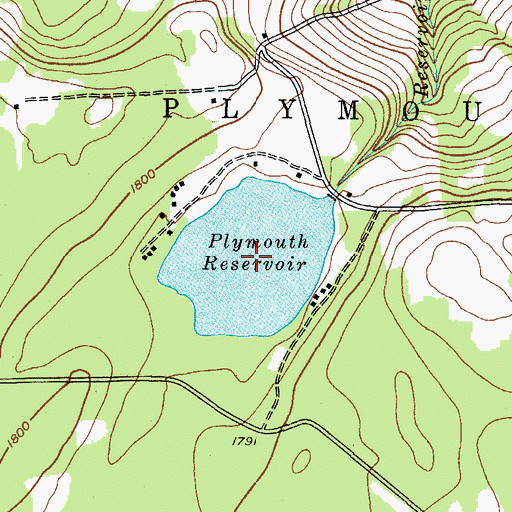 Topographic Map of Plymouth Reservoir, NY