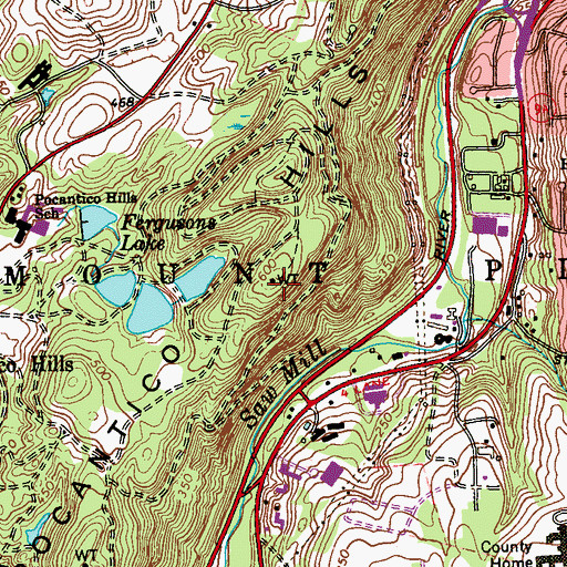 Topographic Map of Pocantico Hills, NY