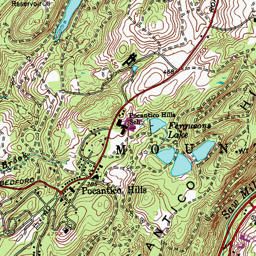 Topographic Map of Pocantico Hills School, NY