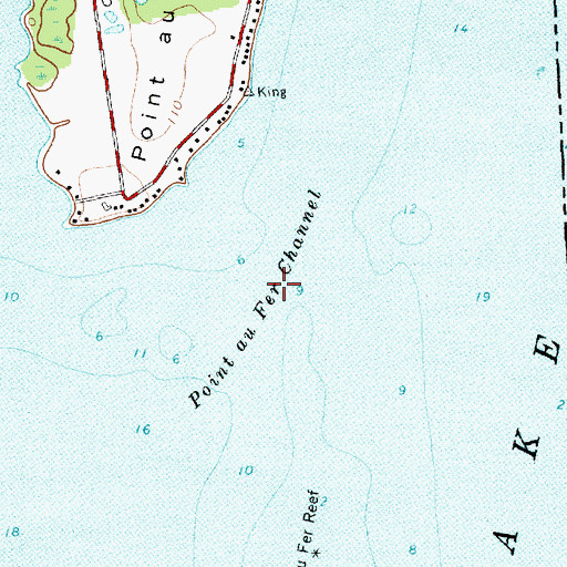 Topographic Map of Point au Fer Channel, NY
