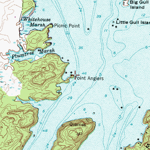 Topographic Map of Point Angiers, NY