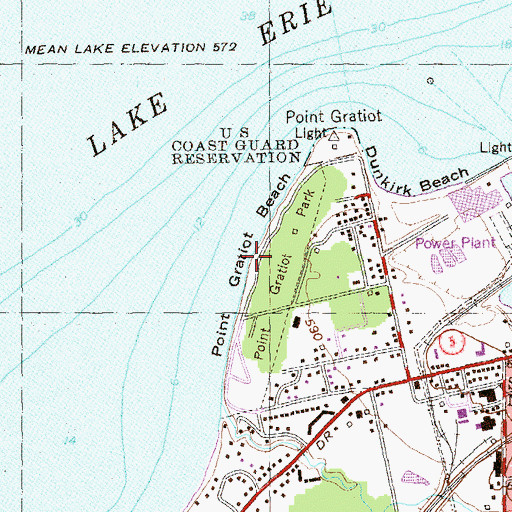 Topographic Map of Point Gratiot Beach, NY