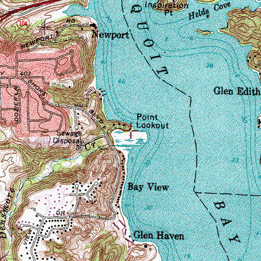Topographic Map of Point Lookout, NY