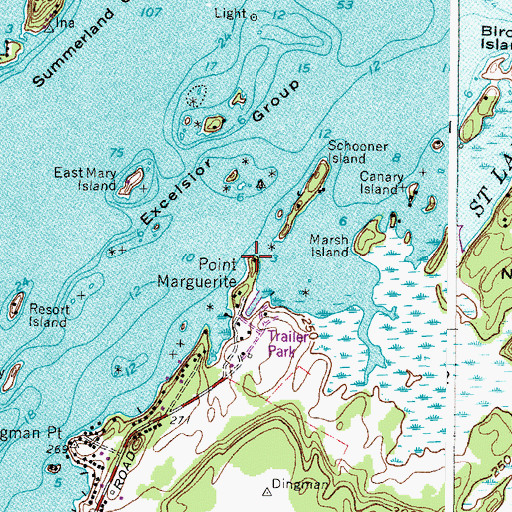 Topographic Map of Point Marguerite, NY
