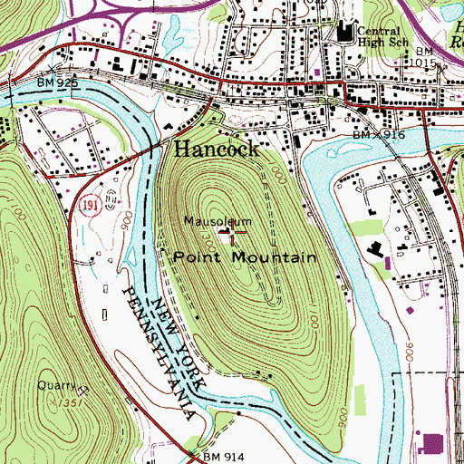 Topographic Map of Point Mountain, NY
