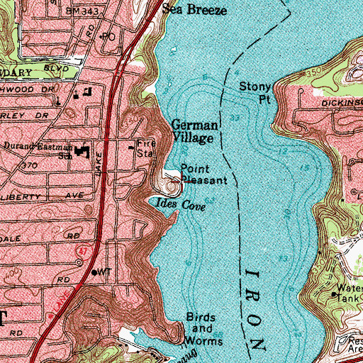 Topographic Map of Point Pleasant, NY
