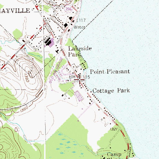 Topographic Map of Point Pleasant, NY