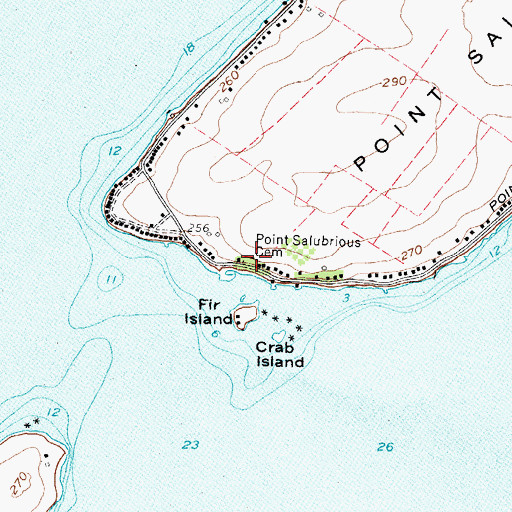 Topographic Map of Point Salubrious Cemetery, NY