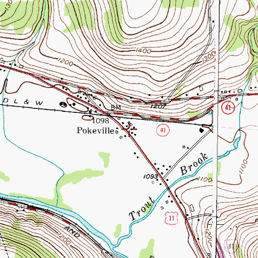 Topographic Map of Pokeville, NY