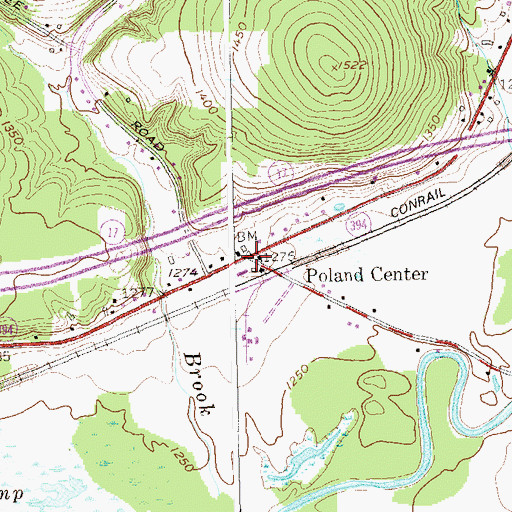 Topographic Map of Poland Center, NY