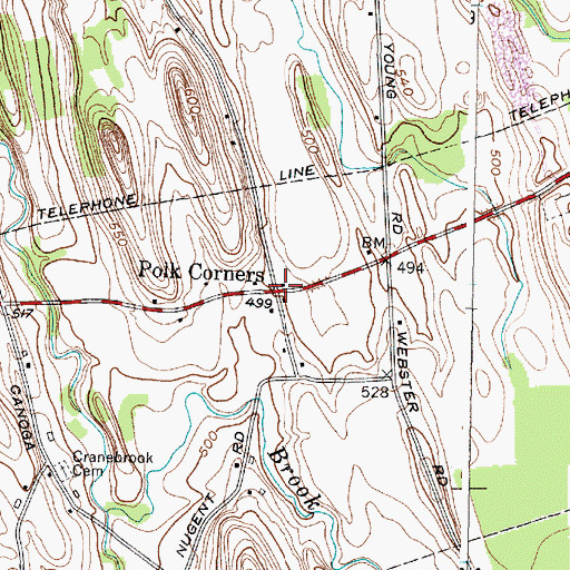 Topographic Map of Polk Corners, NY