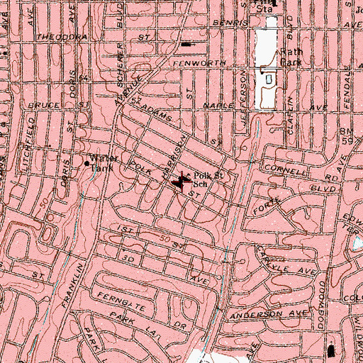 Topographic Map of Polk Street Elementary School, NY