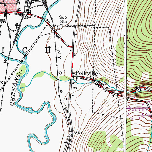 Topographic Map of Polkville, NY