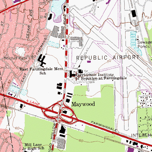 Topographic Map of Polytechnic Institute of Brooklyn at Farmingdale, NY