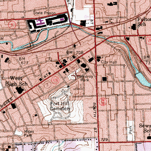 Topographic Map of Pomeroy Park, NY