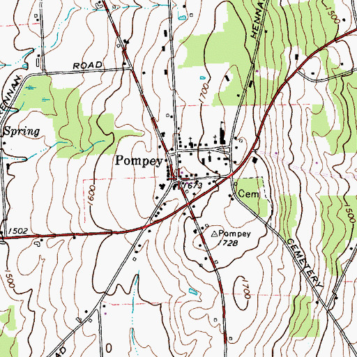 Topographic Map of Pompey, NY