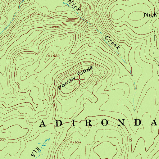 Topographic Map of Pompy Ridge, NY