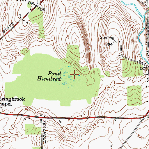Topographic Map of Pond Hundred, NY