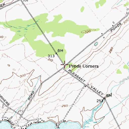 Topographic Map of Ponds Corners, NY