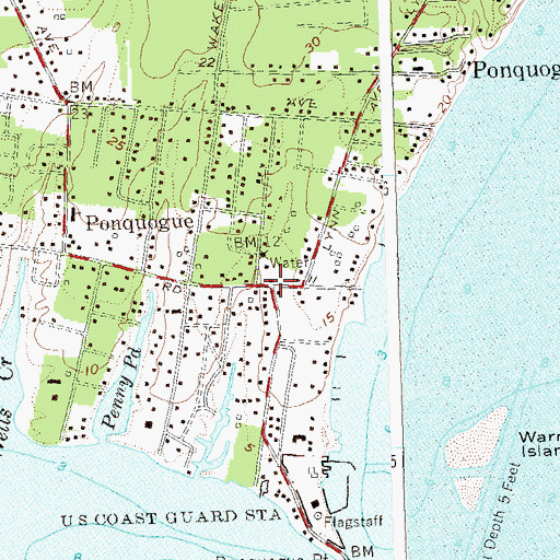 Topographic Map of Ponquogue, NY