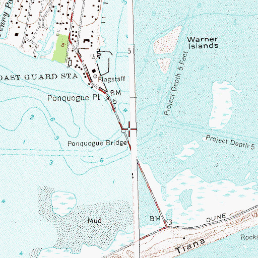 Topographic Map of Ponquogue Bridge, NY