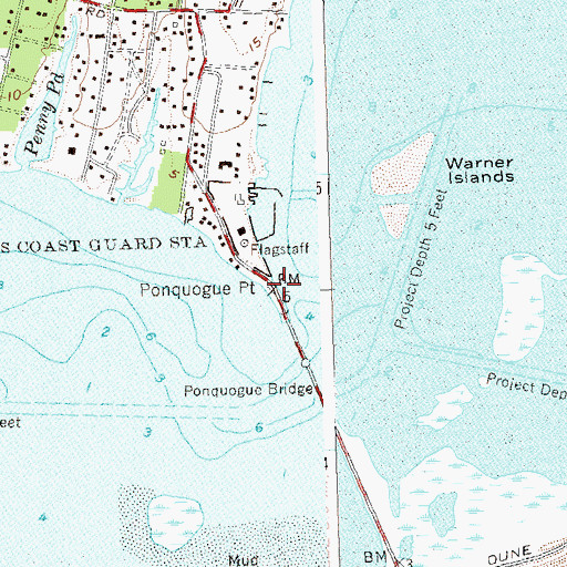 Topographic Map of Ponquogue Point, NY