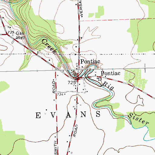 Topographic Map of Pontiac, NY