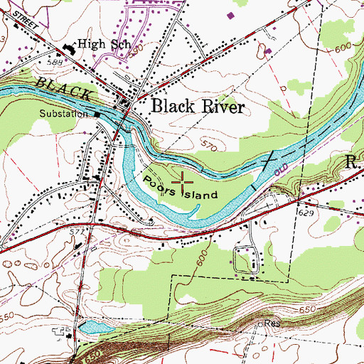 Topographic Map of Poors Island, NY