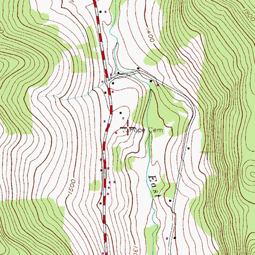 Topographic Map of Pope Cemetery, NY