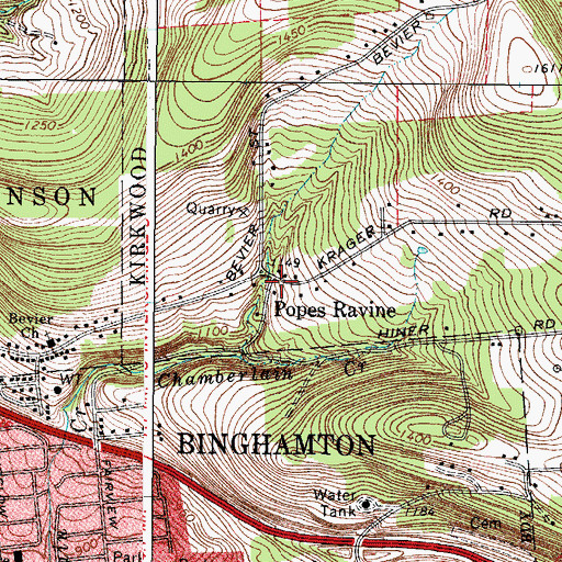 Topographic Map of Popes Ravine, NY