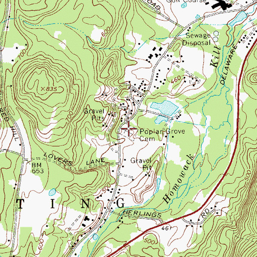 Topographic Map of Poplar Grove Cemetery, NY