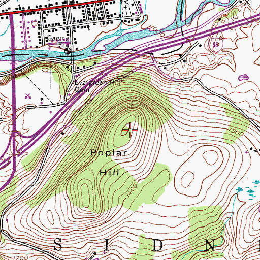Topographic Map of Poplar Hill, NY