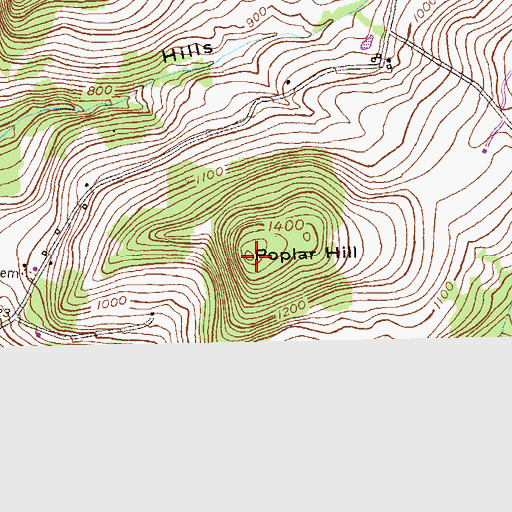 Topographic Map of Poplar Hill, NY