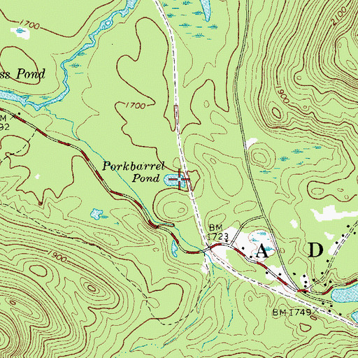 Topographic Map of Porkbarrel Pond, NY