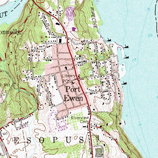 Topographic Map of Port Ewen, NY