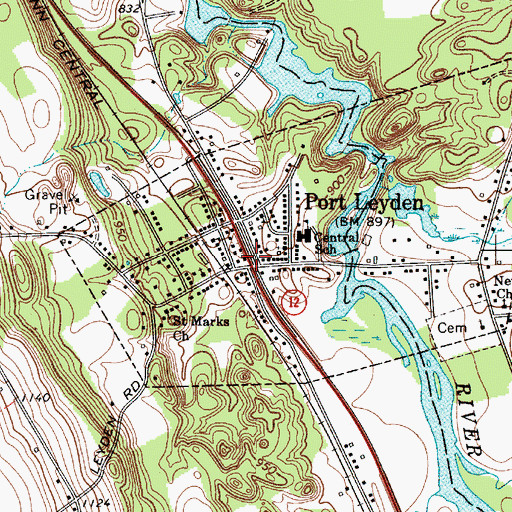 Topographic Map of Port Leyden, NY