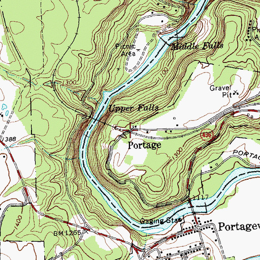 Topographic Map of Portage, NY