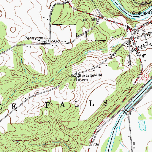 Topographic Map of Portageville Cemetery, NY