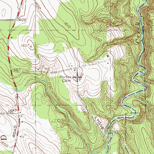 Topographic Map of Porter Cemetery, NY