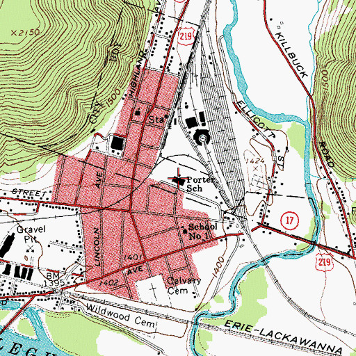 Topographic Map of Prospect Elementary School, NY