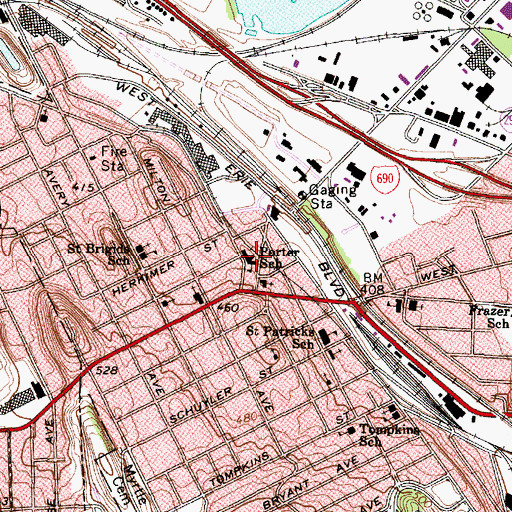 Topographic Map of Porter Elementary School, NY