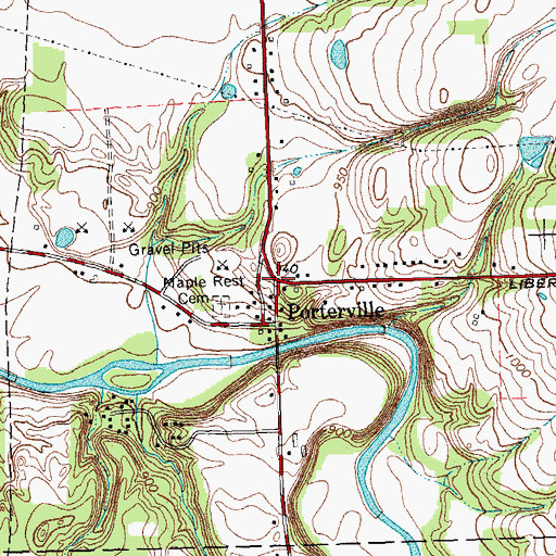 Topographic Map of Porterville, NY