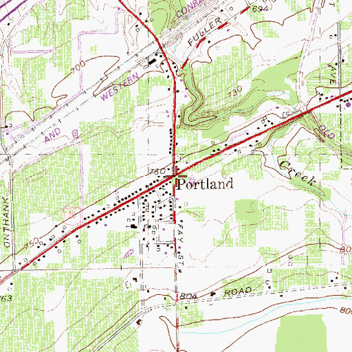 Topographic Map of Portland, NY