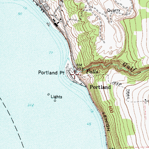 Topographic Map of Portland Point, NY