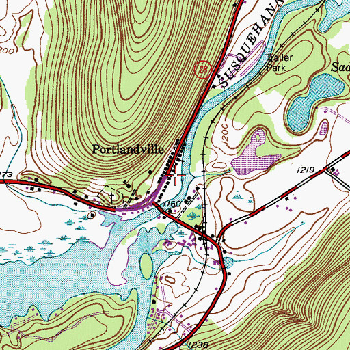 Topographic Map of Portlandville, NY